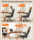 Office Desk Chair, Ergonomic Computer Chair with Padded Flip-Up Arms and Adjustable Lumbar Support, PU Leather Executive Chair with Tilt Lock and 360° Swivel Rolling Wheels for Work, Study