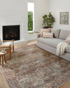 Loloi Amber Lewis Billie Collection, Aqua & Rust 2'-0" x 5'-0" Area Rug – Antique & Distressed Accent Rugs for Living Room, Bedroom, Entryway & Hallway, No Shed High Traffic Area Home Decor Rug