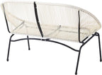 Christopher Knight Home Dessa 3 Piece Patio Furniture Set, Patio Wicker Accent Chair Set of 2 and Loveseat, Metal Frame 4 Seater Outdoor Papasan Lounge Chair Set, PE Rattan Outdoor Bistro Set, White