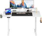 ONBRILL Standing Desk with 2 Adjustable Monitor Shelves, 63 x 24 Inch Electric Stand Up Desk with Memory Controller and Adjustable Height from 28-46 inches for Computer Workstations, All White