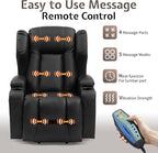 URRED Power Lift Recliner Chair for Elderly, Electric Massage Recliner with Heat, Infinite Position Adjustment, Faux Leather Lift Chair with Cup Holders, Side Pockets & USB Port – Light Black