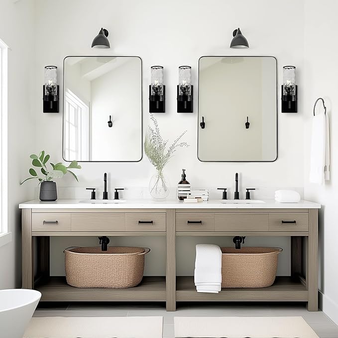ANDY STAR Wall Mirror for Bathroom, 30"x40" Black Bathroom Mirror, Modern Rounded Rectangle Metal Frame Mirror for Vanity, Matte Stainless Steel