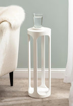Kate and Laurel Dahl Modern Wooden Round Drink Table, 8 x 8 x 23, White, Transitional Circle Accent Pedestal Table for Living Room Plant Stand Indoors or Mini Bedroom Nightstand
