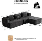 95" Modern Cloud Sectional Sofa Couch, Modular L-Shaped Sofas with Deep Seat and Chaise Ottoman, Chenille Boneless Tufted Couches for Living Room, No Assembly Required, Black