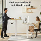 63 x 28 inch Electric Standing Desk Adjustable Height with 4 Wheels, 4 Memory Height Settings, 2 Headphone Hook, for Home Office, Splice Board Oak
