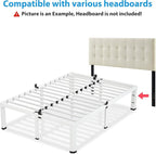 18 Inch King Size White Bed Frame, 3500Lbs Heavy Duty Metal Platform with Round Corner Legs Mattress Slide Stopper, Steel Slat Support No Box Spring Needed, Noise Free, Non-Slip, Easy Assembly