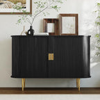 ARTPOWER 47.2" Sideboard Buffet Cabinet with Tambour Door, 6 Heights Adjustable Shelves, Accent Console Cabinet with Storage, Modern Credenza for Living Room, Dining Room, Entryway, Black