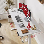 SANODESK Electric Standing Desk 48x24 Inch Height Adjustable Stand Up Desk Home Office Computer Workstation Sit Stand Home Office Desk with Splice Board (White Frame + White Top)