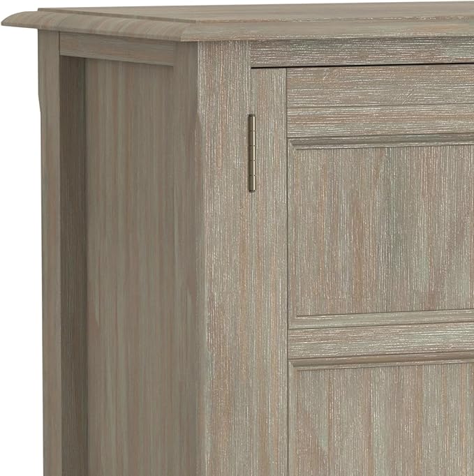 SIMPLIHOME Burlington SOLID WOOD 30 inch Wide Transitional Low Storage Cabinet in Distressed Grey for the Living Room, Entryway and Family Room