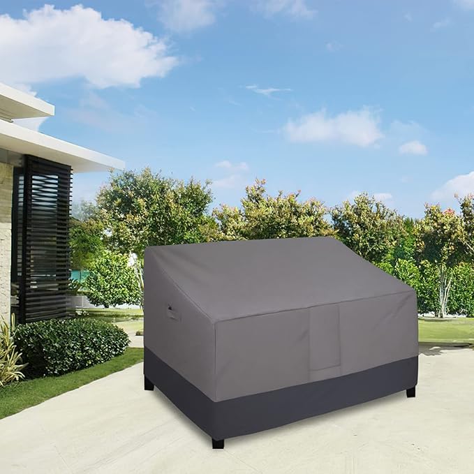 Easy-Going Waterproof Outdoor Couch Cover, Heavy Duty 3-Seater Patio Sofa Cover, Windproof Outdoor Furniture Cover with Air Vent (62Wx40Dx32H inch, Gray/Dark Gray)