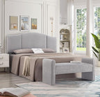 24KF Middle Century Upholstered Foldable King Headboard, Modern Boucle Teddy Fabric Headboard King/California King, 6033-K-Gray