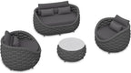 4 Pieces Outdoor Patio Furniture Set, All Weather Textilene Patio Conversation Set Patio Sofa and Loveseat Set with Table Cushions for Bistro Poolside Garden Backyard Hotel - Dark Gray