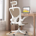 Monhey Office Chair Ergonomic Desk Chair with Lumbar Support&Headrest&Flip-up Arms Height Adjustable Rocking Swivel High Back Computer Chair Warm Taupe Mesh Study Chair (04White+Khaki)