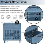 Kitchen Storage Cabinet with Drawers - Accent Cabinet with Carved Door, Floor Sideboard Buffet with Storage, Small Wood Credenza for Living Room, Dining Room, Entryway, Blue