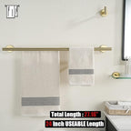 JQK Bathroom Hardware Set, 5-Piece Bath Accessories Set Brass Gold Wall Mount Includes 24 in Towel Bar, 9 in HT Bar, TP Holder, Towel Hook x 2 Brushed Gold, BAS105-BG