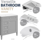 30" Bathroom Vanity with Matching Medicine Cabinet, Modern Sink Storage Cabinet with Drawers, Soft Closing Doors and Shelf, Bathroom Vanities with Sink & Mirror