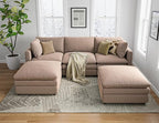 Sectional Couches for Living Room U Shaped Cloud Couch with Ottoman Deep Plush 5 Seats Sofa Modern Sofa for Apartment Brown