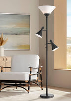 Possini Euro Design Ballard Modern 72" Tall Standing Floor Lamp Skinny Large Tree Torchiere Pole Task with Side Lights Dimmable Black Metal Living Room Bedroom House Reading Office Home Decor