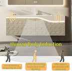 48in Elegant Modern Luxury Bathroom Vanity with Sink - Wall Mounted Solid Wood Cabinet & Smart LED Defogging Mirror | Single Sink Bathroom Cabinets