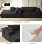 108" Modular Sectional Couch Sofa with L-Shape Chaise, Modern Cloud Comfy Sofa with Deep Seat, Upholstered Couches for Living Room Bedroom, No Assembly Required (Black Right Facing Chaise)
