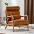 ANJHOME Mid Century Modern Accent Chair with High Back, Single Lounge Armchair with Solid Wood Frame, Comfy Reading Chair for Living Room, Easy Assembly