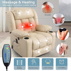 PARKOL Power Lift Recliner Chair for Elderly Breathable Leather Recliner Chair with Massage and Heat for People Limited Mobility (Beige, Small)