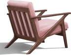 Zola Mid Century Modern Accent Chair Arm Chair: The Perfect Reading, Living Room, and Bedroom Chairs for Modern Home Furniture Use! Solid Wood Frame, Blush Velvet/Walnut