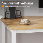 Need Computer Desk, 47 inch Home Office Desk, Modern Simple Style Home Office Gaming Desk, Basic Writing Table for Study Student, White Metal Frame, Teak
