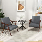 Giantex Mid-Century Modern Accent Chair Set of 2, Upholstered Comfy Living Room Chair with Arms, Anti-slip Felt Pads, Wooden Frame Soft Padded Armchair for Living Room Bedroom Office Study, Light Grey