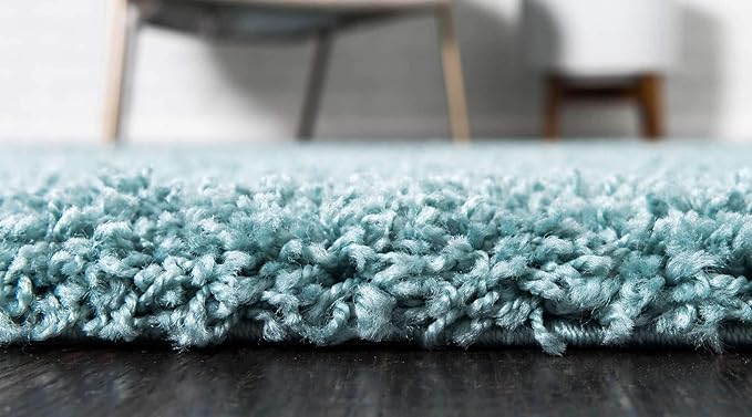 Unique Loom Solid Shag Collection Area Rug (8' x 11' Rectangle, Light Slate Blue)
