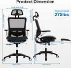 COLAMY Ergonomic Office Chair with Footrest, High Back Mesh Desk Chair with Adjustable Lumbar Support, 3D Armrests, Headrest, Recline Function, Rolling Swivel Task Chair for Home Office (Graphite)
