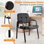 CLLATINA Waiting Room Chairs with Padded Arms Leather Guest Chair no Wheels for Office Reception and Conference Desk Black 2PK