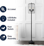 JONATHAN Y JYL4030A Odette 65" Industrial Metal Floor Lamp Industrial,Rustic,Transitional for Bedrooms, Living Room, Office, Reading, Black/Silver
