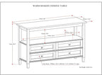 SIMPLIHOME Warm Shaker Console Table - 48 Inch Wide Solid Wood Sofa Table in Light Golden Brown, Transitional Storage for Living Room with 4 Drawers, Open Shelf, and Brushed Nickel Knobs