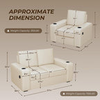 Furnimart 3-Seater Living Room Set Teddy Fabric, 58" Wide Loveseat & Accent Chair with USB Chargers, Cup Holders & High-Density Foam, Modern Sofa & Armchair Set for Apartment, Living Room(2 Colors)