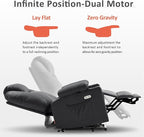 MCombo Dual Motor Large Power Lift Recliner Chair for Elderly, Lay Flat Lift Chair with Heat and Massage, Big Lift Recliner for Tall People, Faux Leather 7815 (Black, Large)