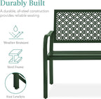 Best Choice Products Outdoor Bench 2-Person Metal Steel Benches Furniture for Garden, Patio, Porch, Entryway w/Geometric Backrest, 790lb Capacity - Dark Green
