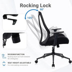 HYLONE Ergonomic Office Chair, Tall Back Chair 5" Thickened Seat Desk Chair with Adjustable Armrests, Home Office Computer Chairs for Long Hours Mesh Executive Chair(Black)