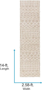 Livabliss Hapsburg Moroccan Shag Runner Area Rug,2'7" x 14',Beige