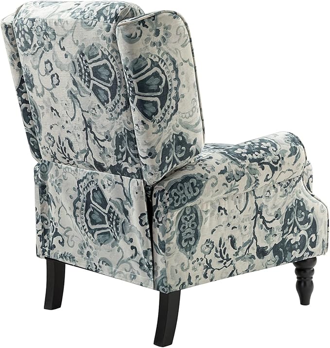 HULALA HOME Upholstered Wingback Recliner Chair Set of 2, Small Adjustable Footrest Push Back Single Reclining Sofa, Mid Century Modern Lounge Armchair for Living Room, Bedroom, Reading/Floral