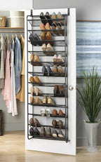Whitmor 36 Pair Over The Door Shoe Rack, 12 Tier Hanging Shoe Organizer, Heavy Duty Metal & Mesh Shoe Holder, Hanging Shoe Rack for Closet Organizer & Storage, 69" L x 21.7" W x 7.5" H, Gunmetal Gray
