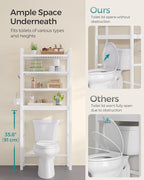 SONGMICS Over The Toilet Storage, 4-Tier Over Toilet Bathroom Organizer with Adjustable Shelves, 10.2 x 24.8 x 72.8 Inches, Space-Saving, Cloud White UBTS041W01
