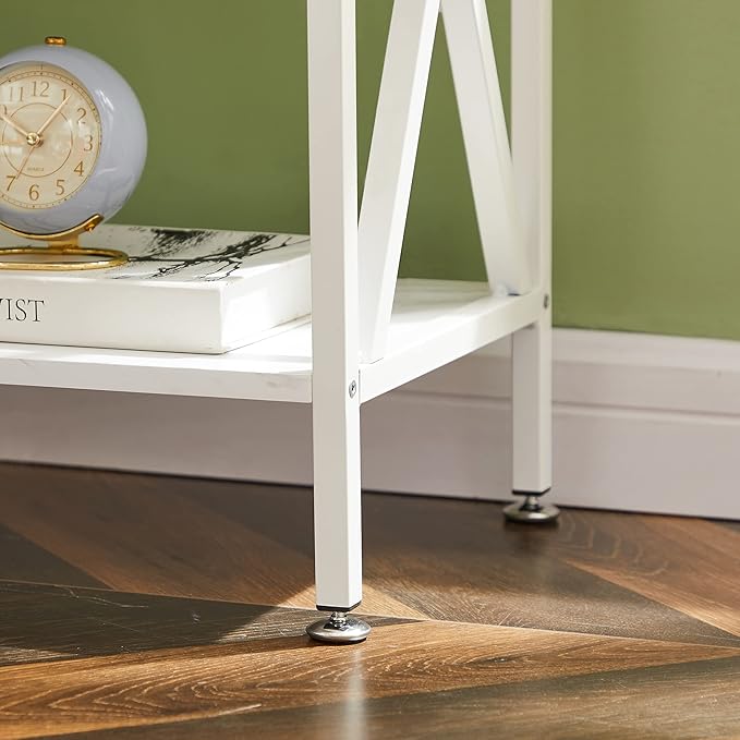 VECELO End Tables, Modern Nightstand with Drawer & Shelf, Night Stand for Bedroom Living Room,Industrial Metal Frame