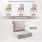 Luxury 6" Outdoor Cushions for Patio Furniture, 24x24x6" Thick Seat Cushion Set of 6, Fade Resistant Couch Chair Replacement Cushions High Density Deep Wicker Chair Cushion w/ Removable Cover, Beige