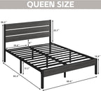 Queen Bed Frame with Headboard and Footboard, Metal Platform Bed Frame with Under Bed Storage, All-Metal Support System, No Box Spring Needed, Easy Assembly,Rustic Grey