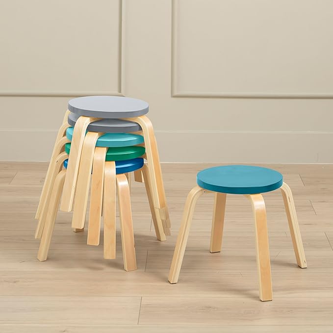 Bentwood Stackable Stools, Kids Furniture, Contemporary, 6-Piece