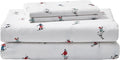 Eddie Bauer - Flannel Sheets Queen Size, Anti-Pilling & Wrinkle Resistant Cotton, Touchably Soft for All-Season Comfort - Bed Sheets with Matching Pillowcases & Fitted Sheet (Ski Slope White)
