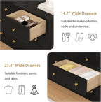 LYNSOM Black Dresser for Bedroom with 7 Drawers, Modern Wide Chest of Storage Drawer with Gold Handles, TV Stand Dresser, Wood Dressers for Bedroom, Living Room, Hallway, Entryway, 55’’