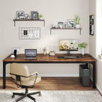 Tribesigns 78.7 Inches Extra Long Computer Desk 2 Person Desk, Double Long Desk, Workstaion for Home Office, Brown+Black