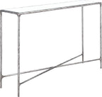 SAFAVIEH Couture Home Collection Jessa Silver Metal/Tempered Glass Top Entryway Living Room Rectangle Console Table (Fully Assembled)